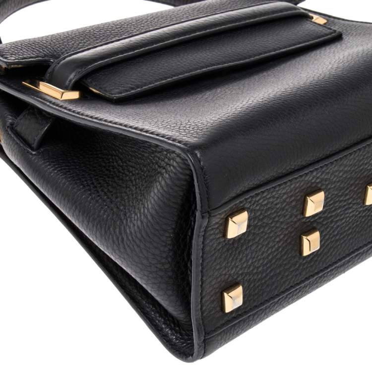 Pre Owned Valentino Black Leather My Rockstud Top Handle Bag