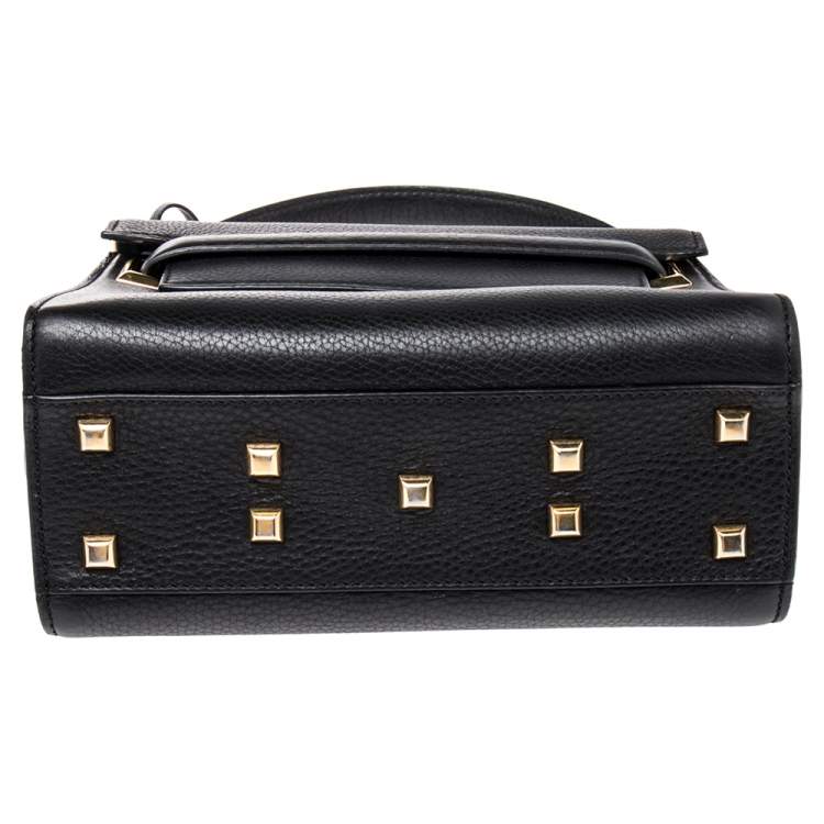 Pre Owned Valentino Black Leather My Rockstud Top Handle Bag