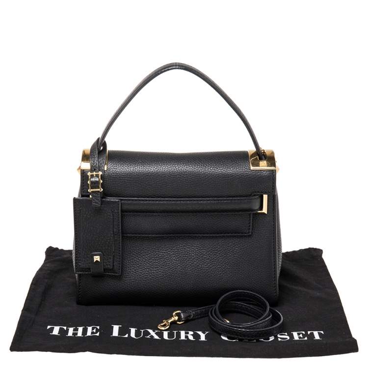 Pre Owned Valentino Black Leather My Rockstud Top Handle Bag
