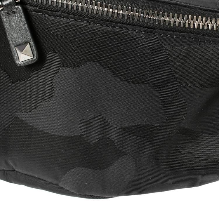 Pre Owned Valentino Black Nylon Rockstud Belt Bag