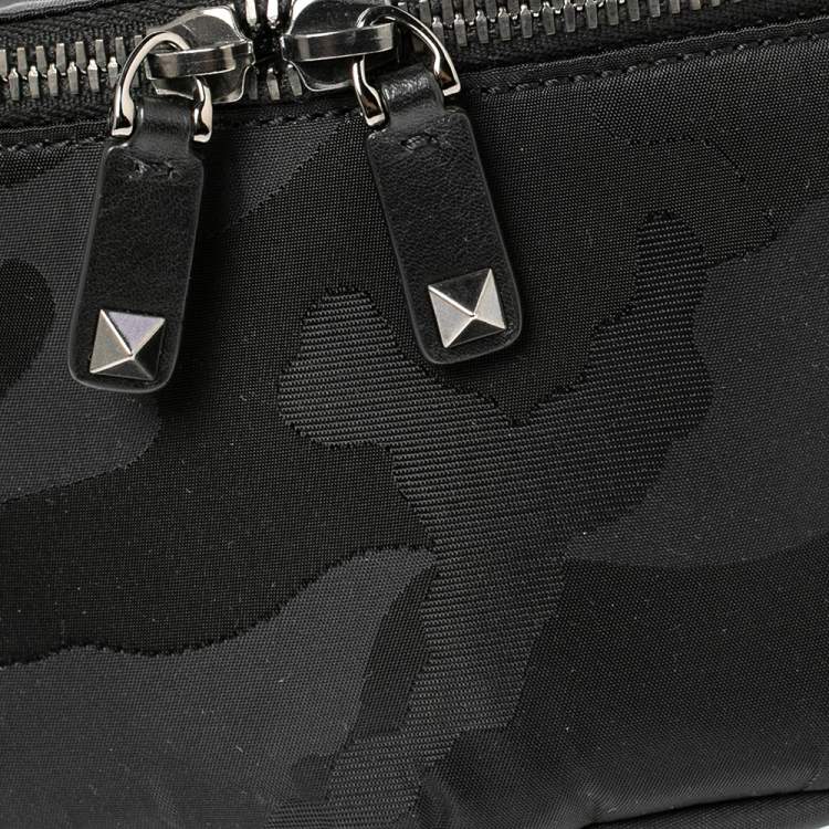 Pre Owned Valentino Black Nylon Rockstud Belt Bag