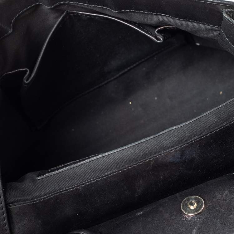 Pre Owned Valentino Black Leather Aphrodite Bow Top Handle Bag
