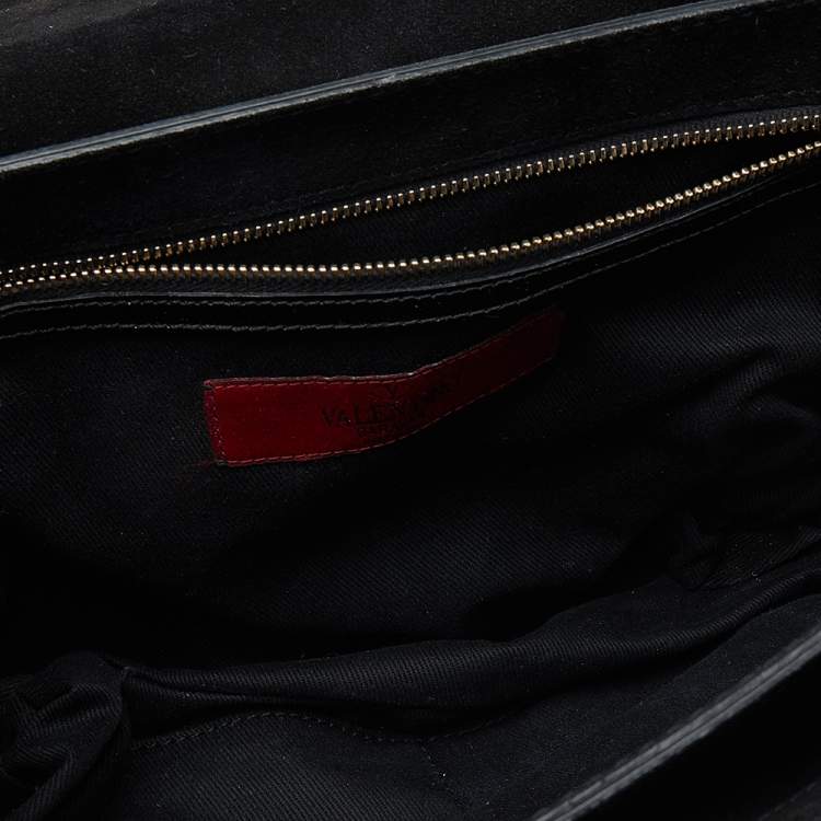Pre Owned Valentino Black Patent Leather Shoulder Bag