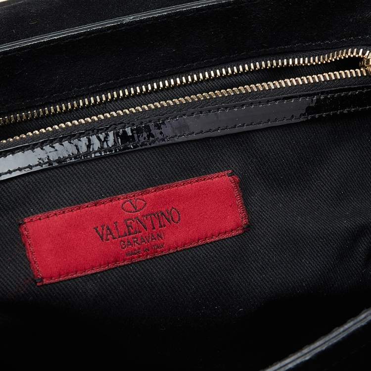 Pre Owned Valentino Black Patent Leather Shoulder Bag
