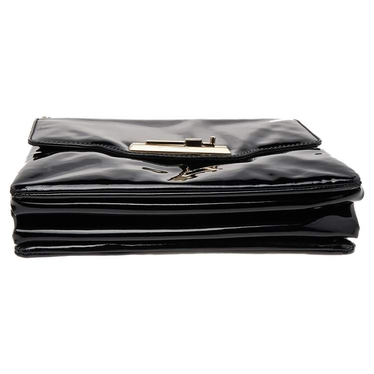 Pre Owned Valentino Black Patent Leather Shoulder Bag