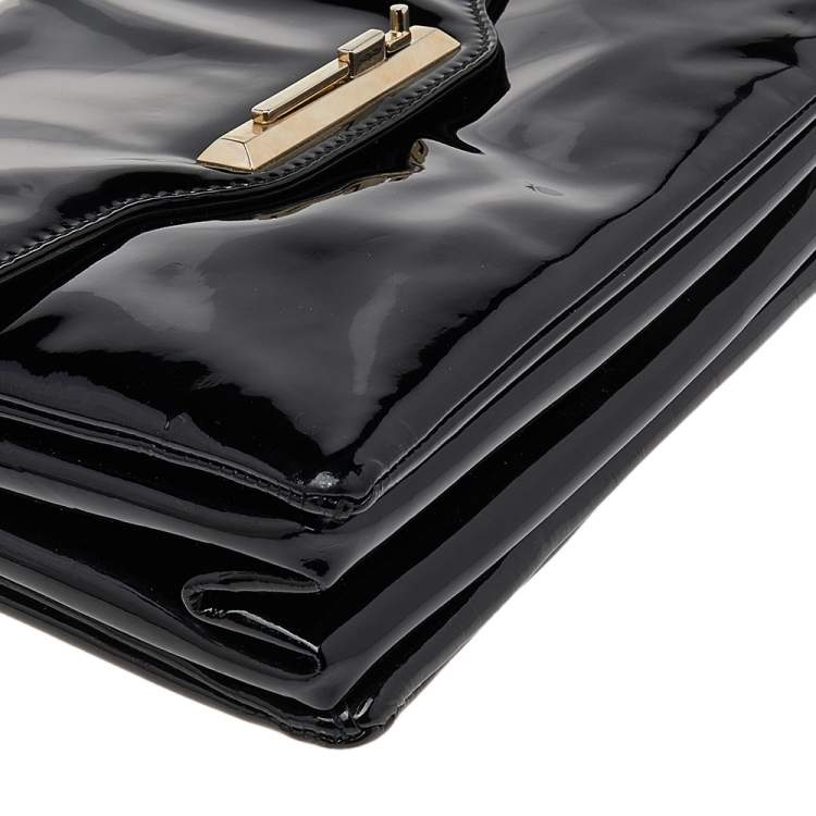 Pre Owned Valentino Black Patent Leather Shoulder Bag