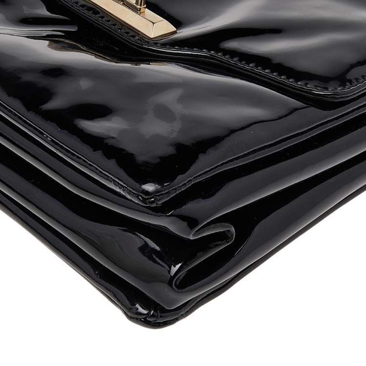 Pre Owned Valentino Black Patent Leather Shoulder Bag