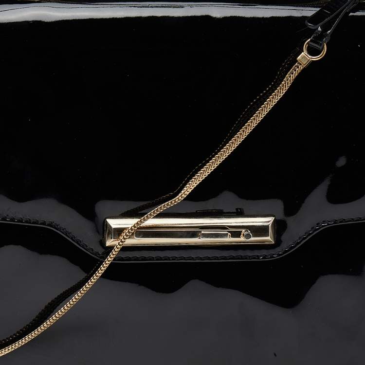 Pre Owned Valentino Black Patent Leather Shoulder Bag