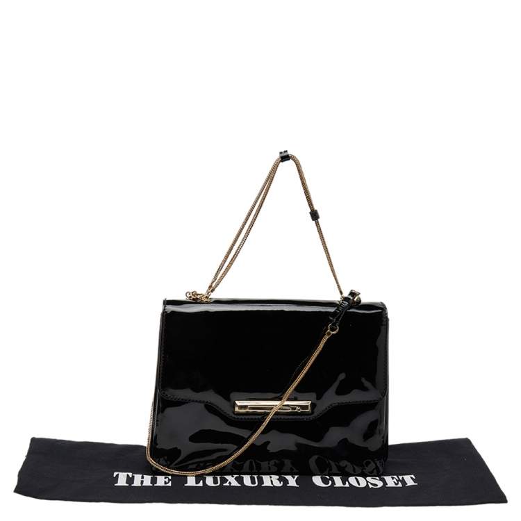 Pre Owned Valentino Black Patent Leather Shoulder Bag