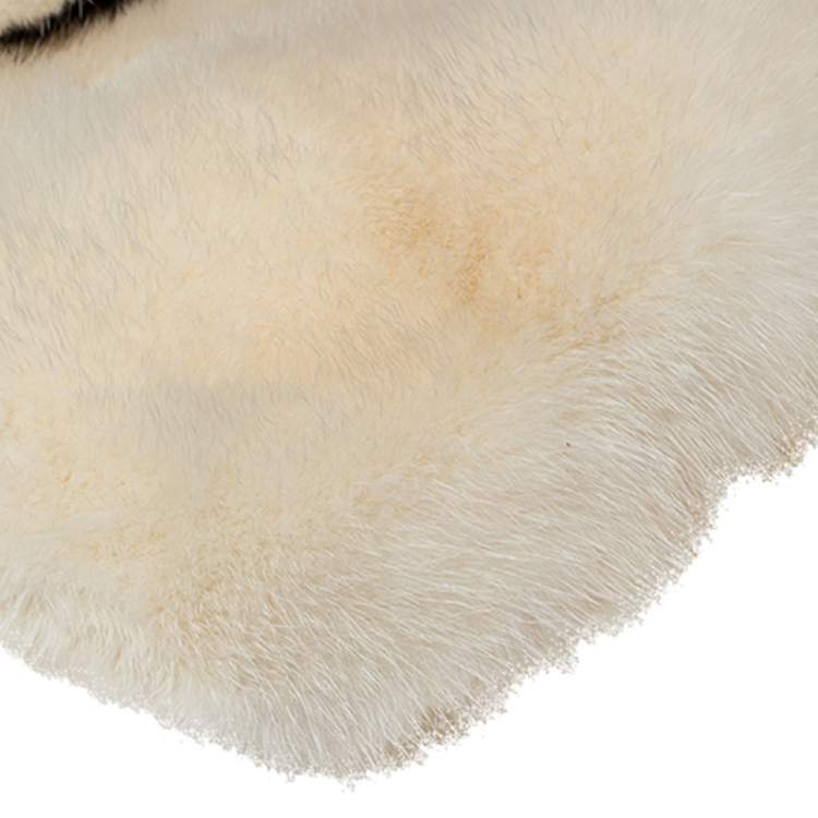 Pre Owned Valentino Off White Mink Fur and Lizard VRing Crystals Hobo