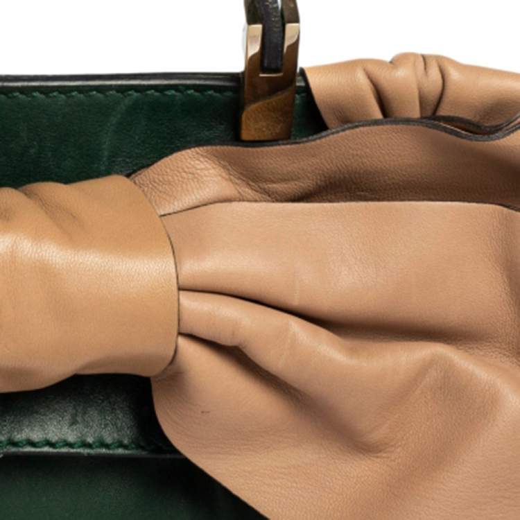 Pre Owned Valentino Green/Beige Leather Aphrodite Bow Bag