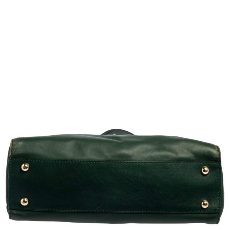 Pre Owned Valentino Green/Beige Leather Aphrodite Bow Bag