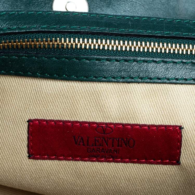 Pre Owned Valentino Green/Beige Leather Aphrodite Bow Bag