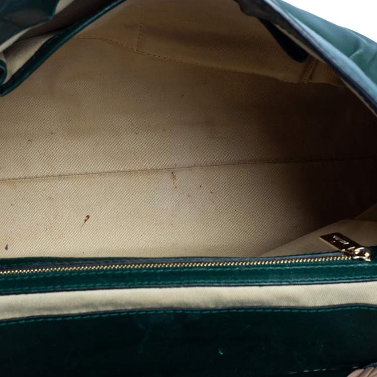 Pre Owned Valentino Green/Beige Leather Aphrodite Bow Bag