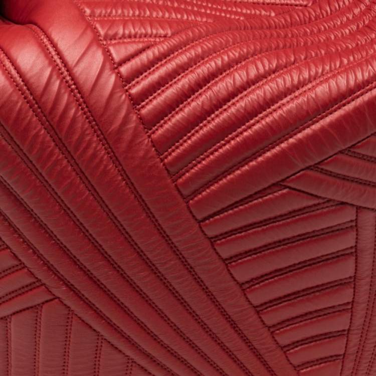 Pre Owned Valentino Red Quilted Leather Large Hobo