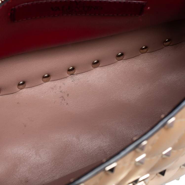 Pre Owned Valentino Multicolor Quilted Leather Medium Rockstud Spike Top Handle Bag