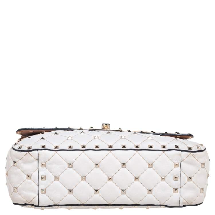 Pre Owned Valentino Multicolor Quilted Leather Medium Rockstud Spike Top Handle Bag