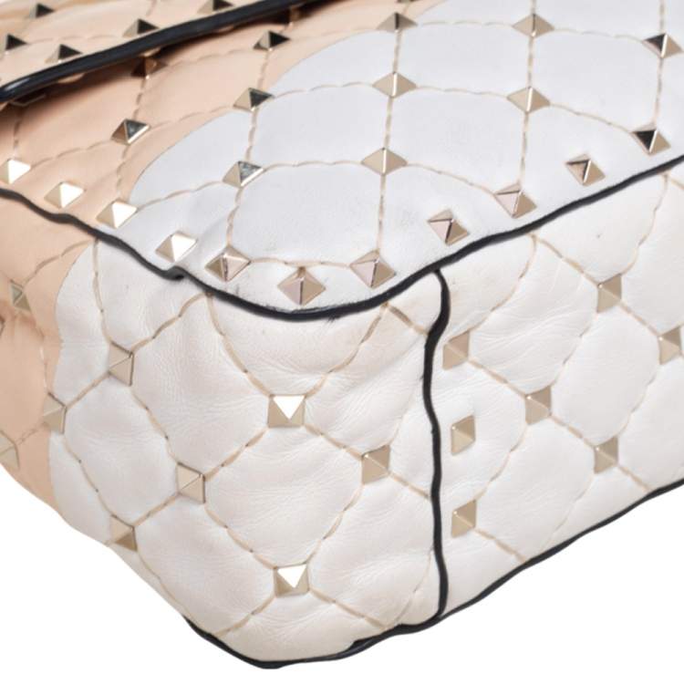 Pre Owned Valentino Multicolor Quilted Leather Medium Rockstud Spike Top Handle Bag
