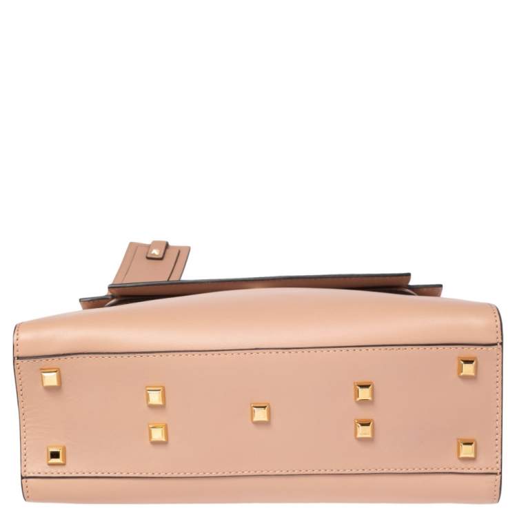 Pre Owned Valentino Beige Leather My Rockstud Top Handle Bag