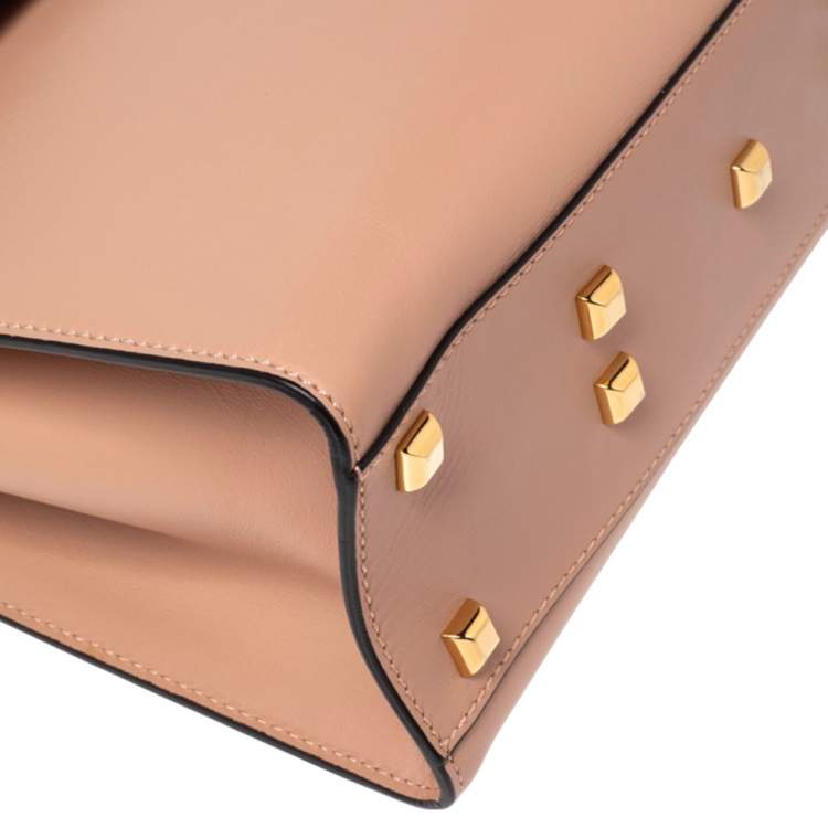 Pre Owned Valentino Beige Leather My Rockstud Top Handle Bag