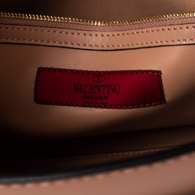 Pre Owned Valentino Beige Leather My Rockstud Top Handle Bag