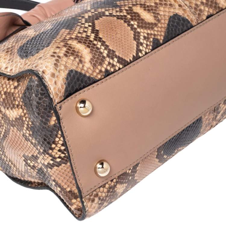 Pre Owned Valentino Multicolor Python and Leather Aphrodite Bow Top Handle Bag