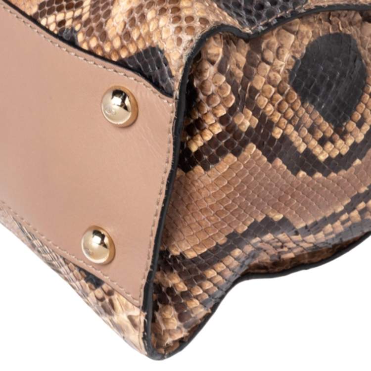 Pre Owned Valentino Multicolor Python and Leather Aphrodite Bow Top Handle Bag
