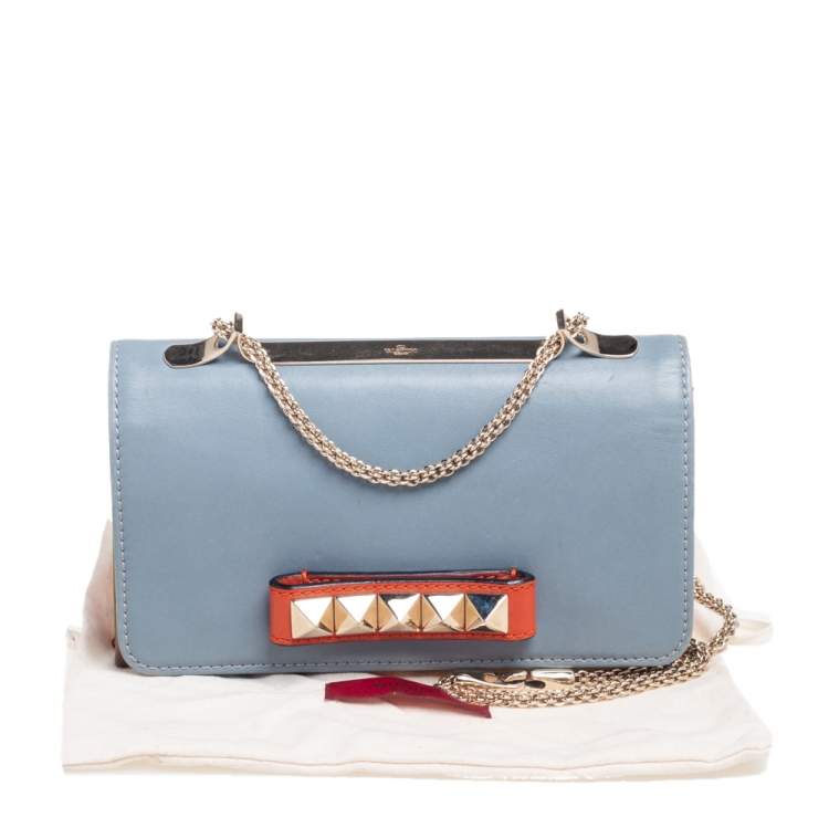 Pre Owned Valentino Multicolor Leather Rockstud Va Va Voom Chain Clutch