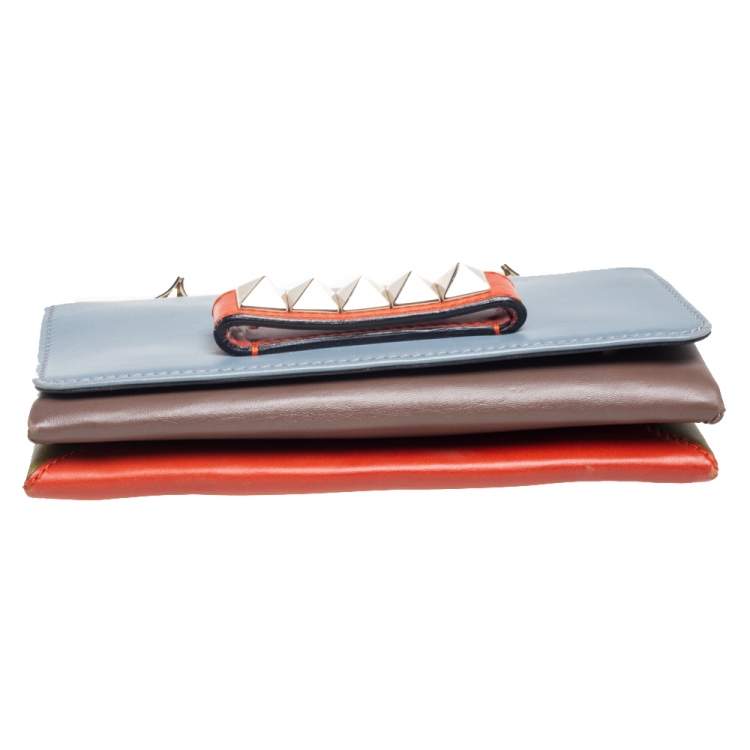 Pre Owned Valentino Multicolor Leather Rockstud Va Va Voom Chain Clutch