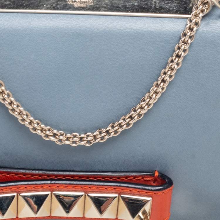 Pre Owned Valentino Multicolor Leather Rockstud Va Va Voom Chain Clutch