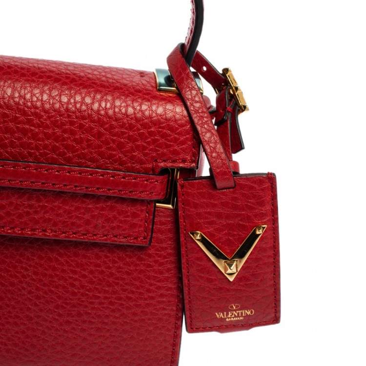 Pre Owned Valentino Red Leather Mini My Rockstud Top Handle Bag