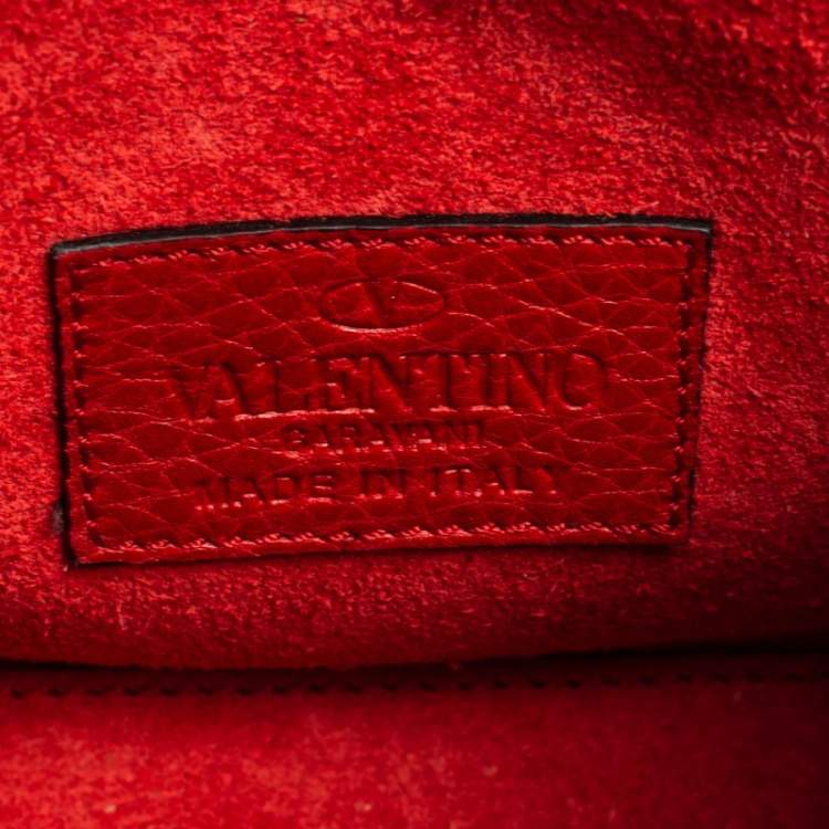Pre Owned Valentino Red Leather Mini My Rockstud Top Handle Bag