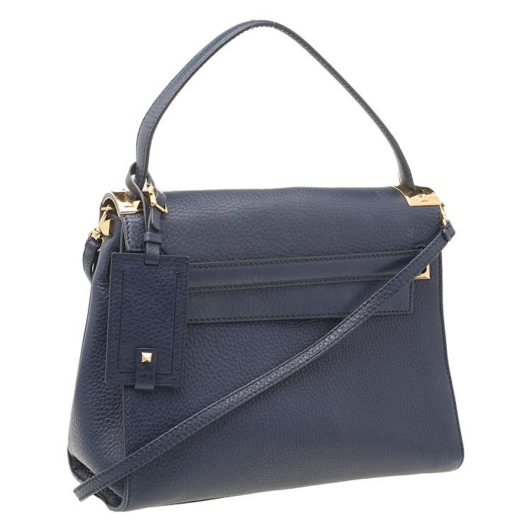 Pre Owned Valentino Navy Blue Leather My Rockstud Top Handle Bag