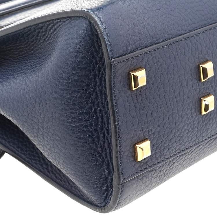 Pre Owned Valentino Navy Blue Leather My Rockstud Top Handle Bag