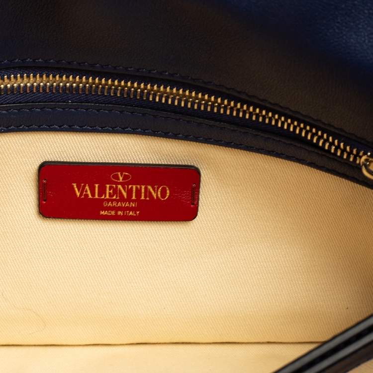 Pre Owned Valentino Tri Color Chevron Leather Rockstud Wristlet Clutch