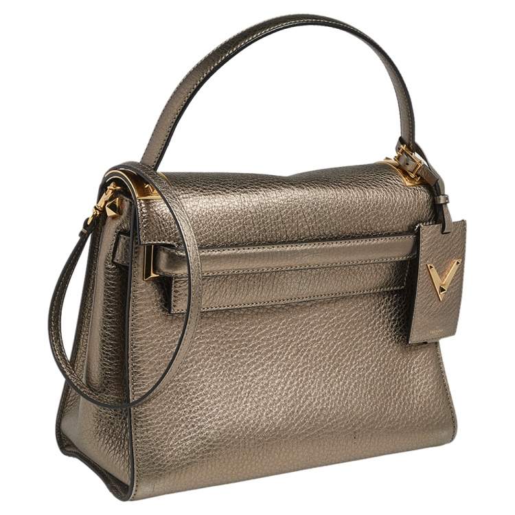 مملوكة مسبقًا Valentino Metallic Olive Green Leather Medium My Rockstud Top Handle Bag