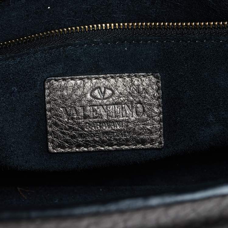 مملوكة مسبقًا Valentino Metallic Olive Green Leather Medium My Rockstud Top Handle Bag