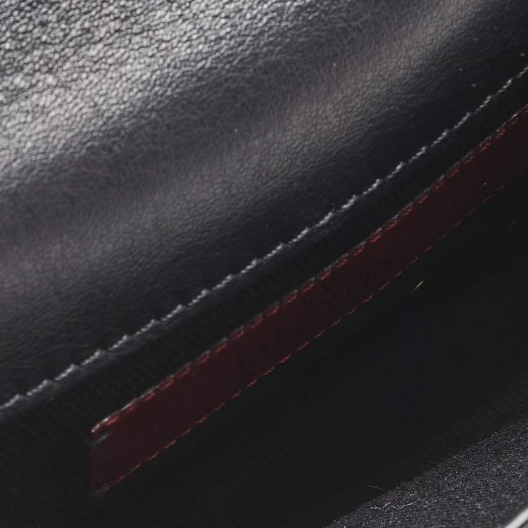 Pre Owned Valentino Black Leather Rockstud Flap Belt Bag
