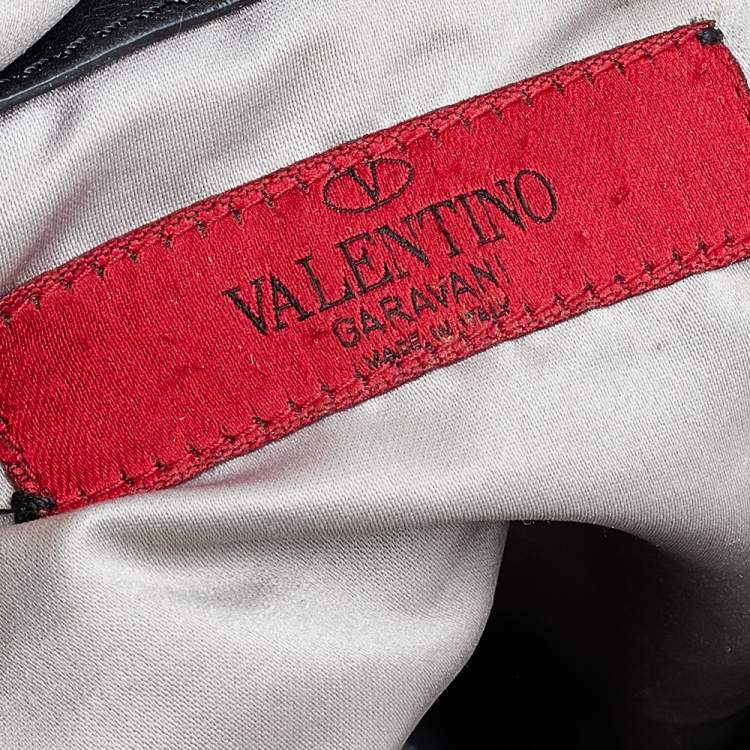 Pre Owned Valentino Black Ruffle Leather Hobo