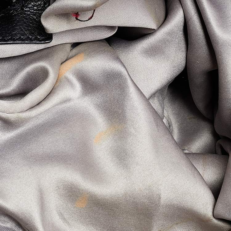 Pre Owned Valentino Black Ruffle Leather Hobo