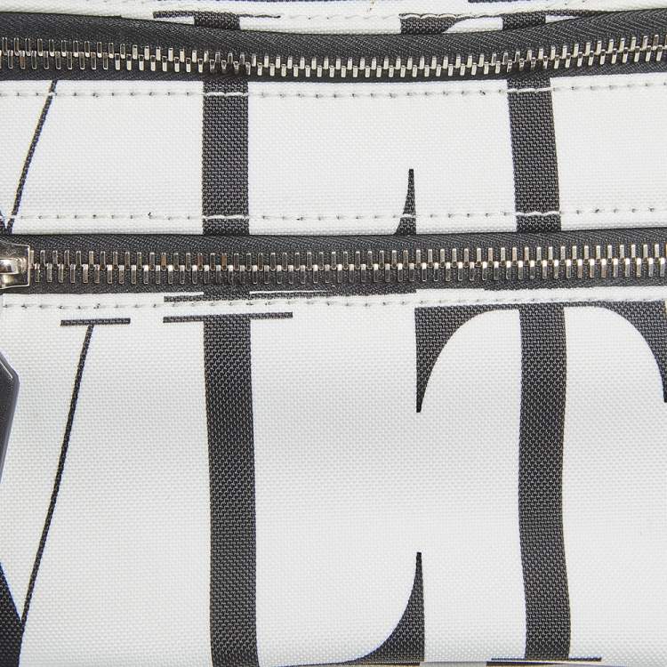 Pre Owned Valentino White/Black Nylon VLTN Belt Bag
