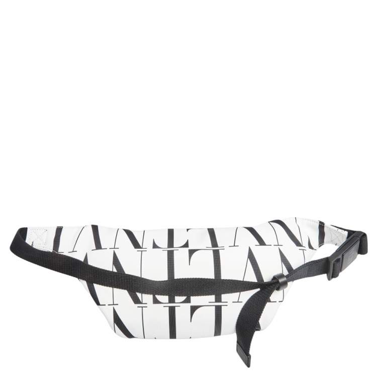Pre Owned Valentino White/Black Nylon VLTN Belt Bag