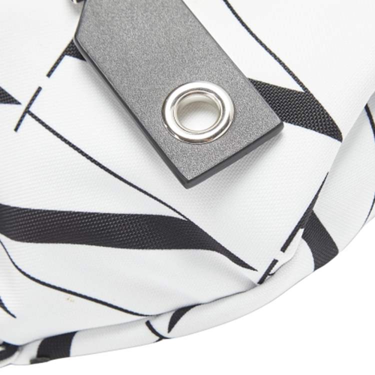Pre Owned Valentino White/Black Nylon VLTN Belt Bag