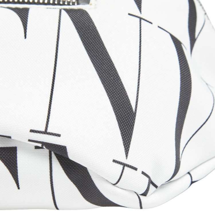 Pre Owned Valentino White/Black Nylon VLTN Belt Bag