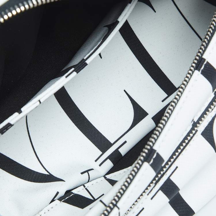 Pre Owned Valentino White/Black Nylon VLTN Belt Bag