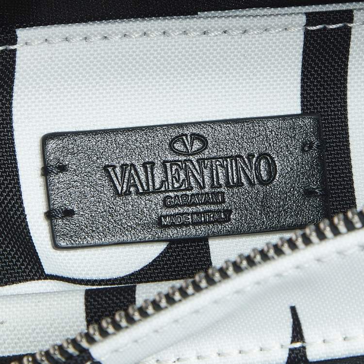 Pre Owned Valentino White/Black Nylon VLTN Belt Bag