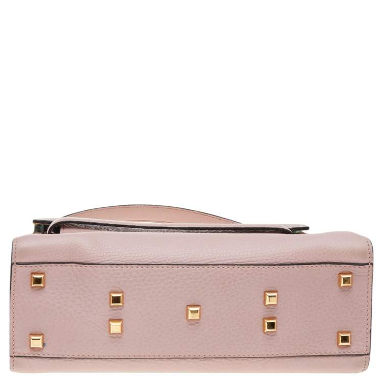 Pre Owned Valentino Pink Leather Medium My Rockstud Top Handle Bag