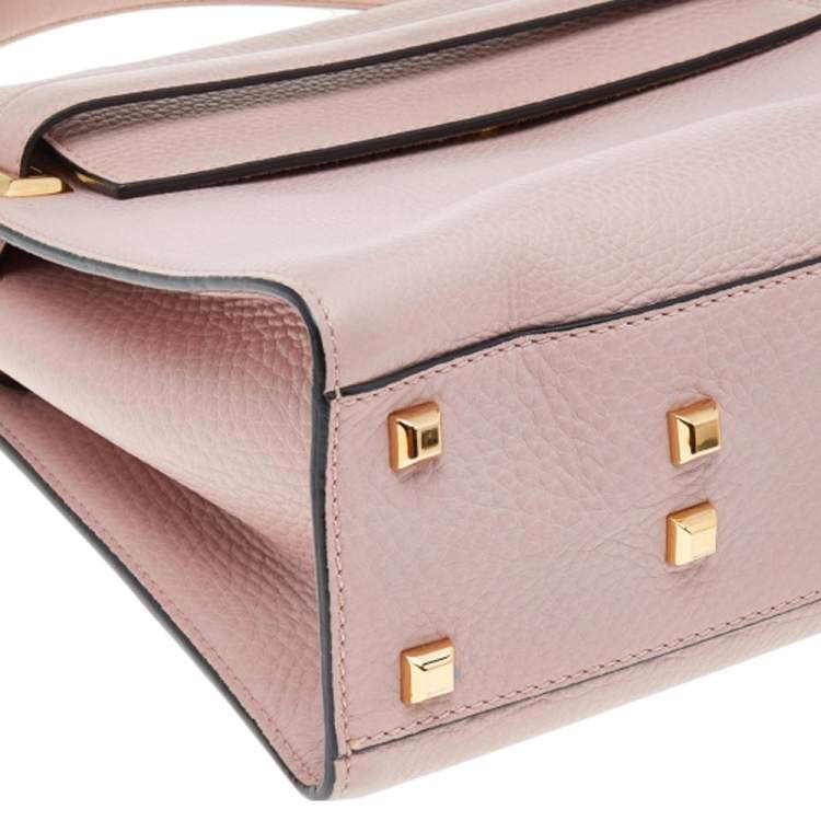 Pre Owned Valentino Pink Leather Medium My Rockstud Top Handle Bag