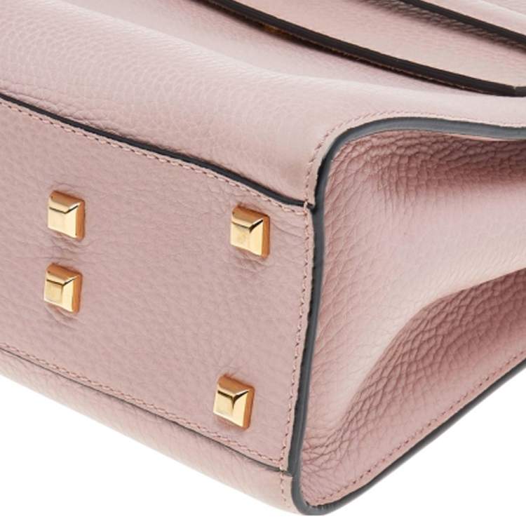Pre Owned Valentino Pink Leather Medium My Rockstud Top Handle Bag