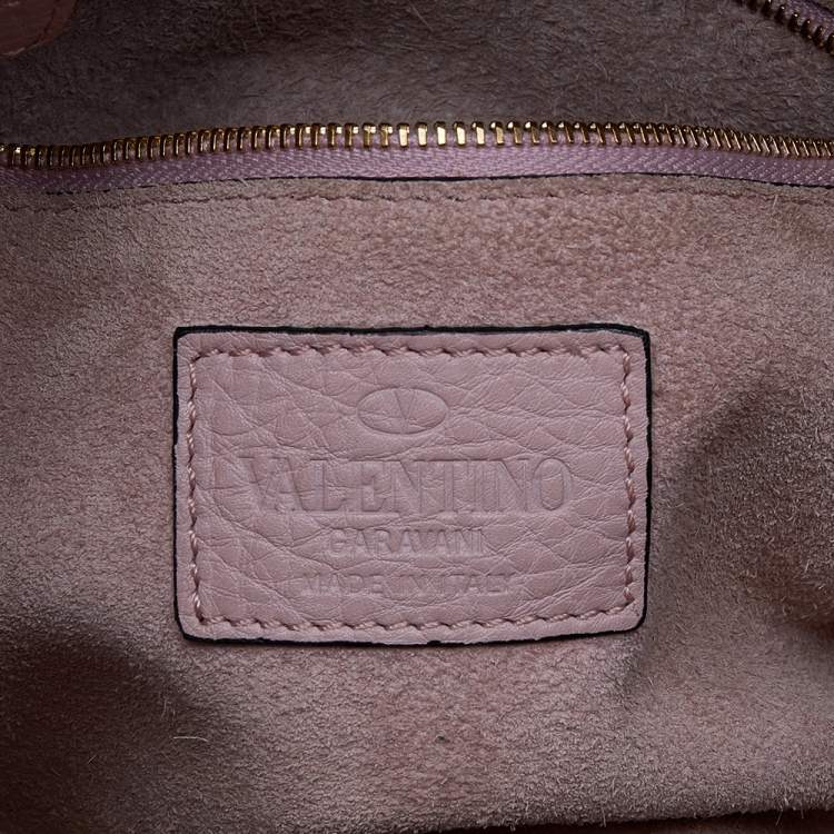 Pre Owned Valentino Pink Leather Medium My Rockstud Top Handle Bag